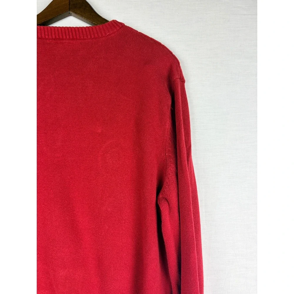 Vintage Sun River Clothing Co Mens Red Cotton Ribbed Knit Crewneck Sweater Large